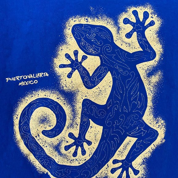 Puerto Vallarta Mexico Tank Top Men Size XL Sleeveless Shirt Gecko Print STAINS - Picture 6 of 7